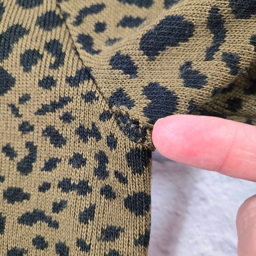 VTG Lennie for Nina Leonard Cardigan Sweater Mob Wife Leopard Faux Fur Collar XL - Picture 15 of 16